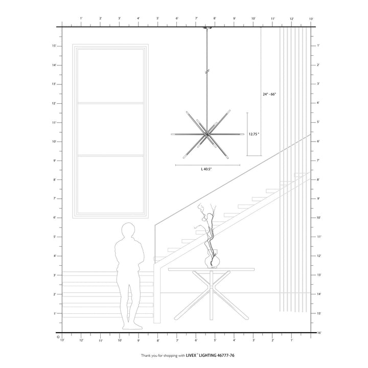 10 Light Scandinavian Gray Large Linear Chandelier