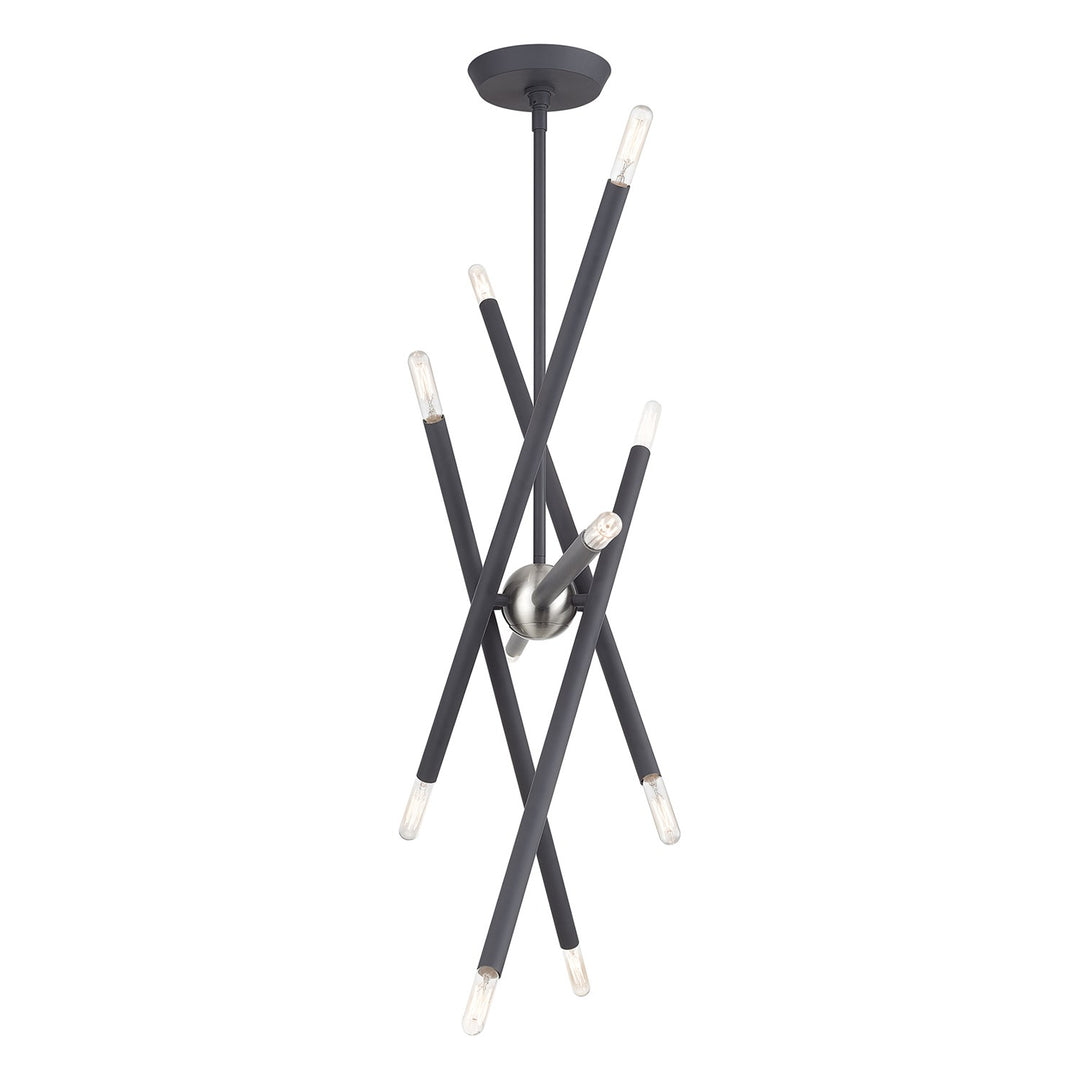 10 Light Scandinavian Gray Large Linear Chandelier