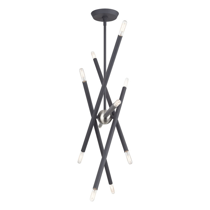 10 Light Scandinavian Gray Large Linear Chandelier