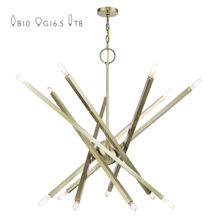 14 Light Antique Brass Extra Large Foyer Chandelier by Livex Lighting