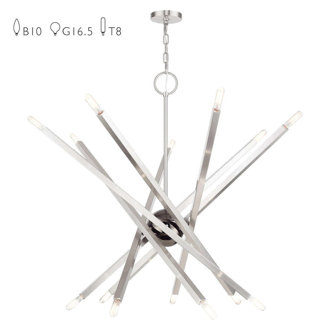 14 Light Brushed Nickel Extra Large Foyer Chandelier by Livex Lighting