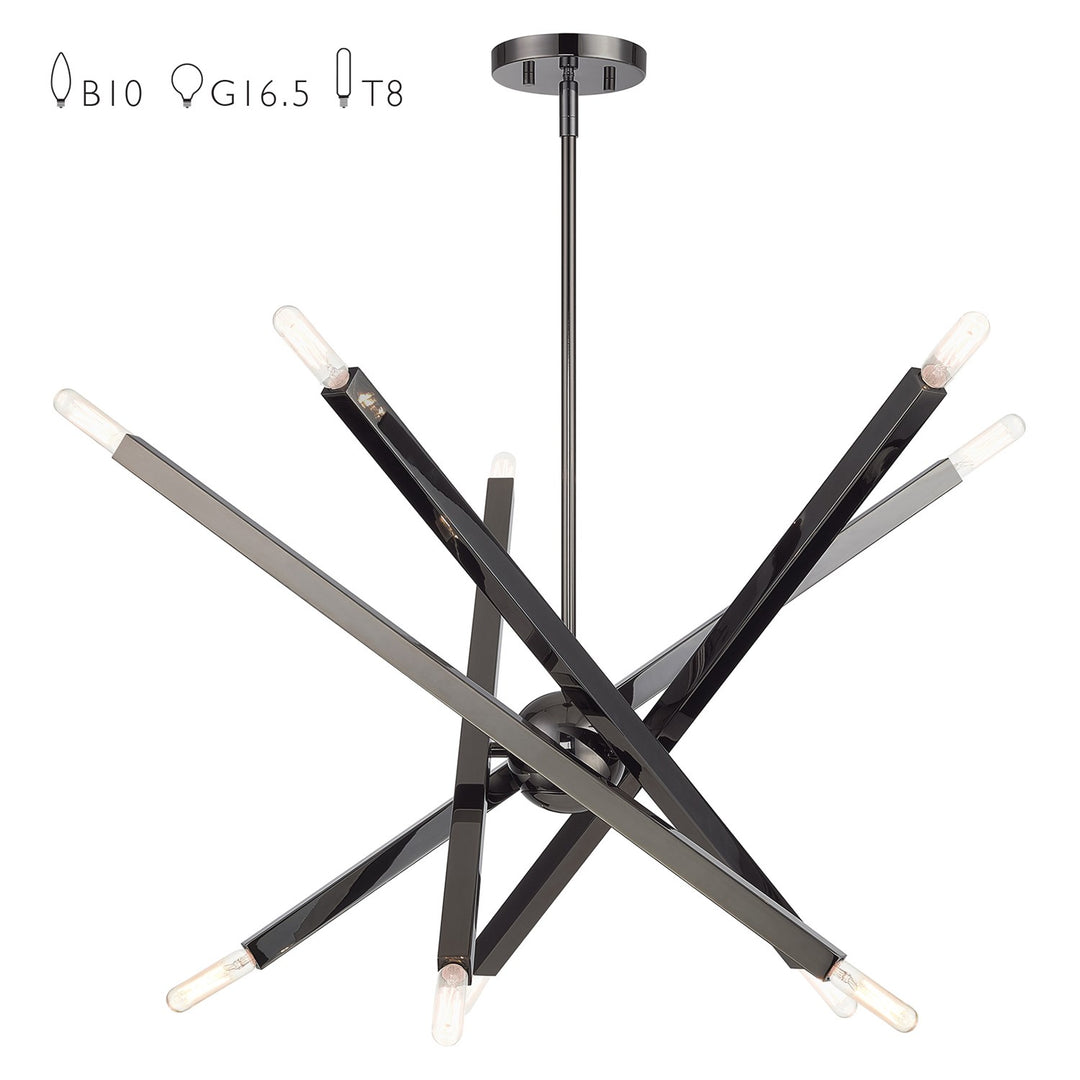 10 Light Black Chrome Large Chandelier by Livex Lighting
