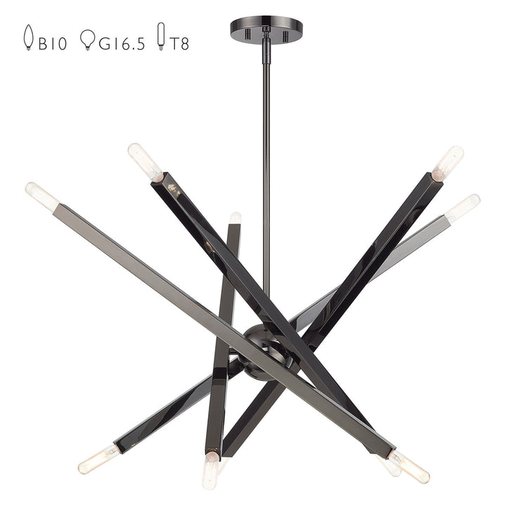 10 Light Black Chrome Large Chandelier by Livex Lighting