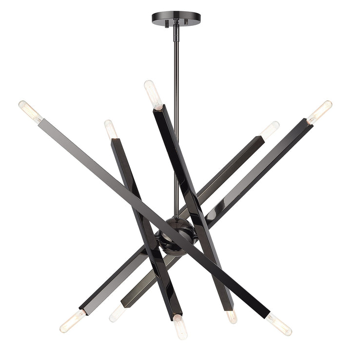 10 Light Black Chrome Large Chandelier