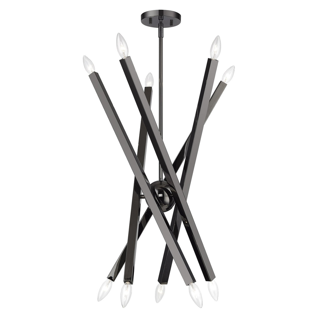 10 Light Black Chrome Large Chandelier