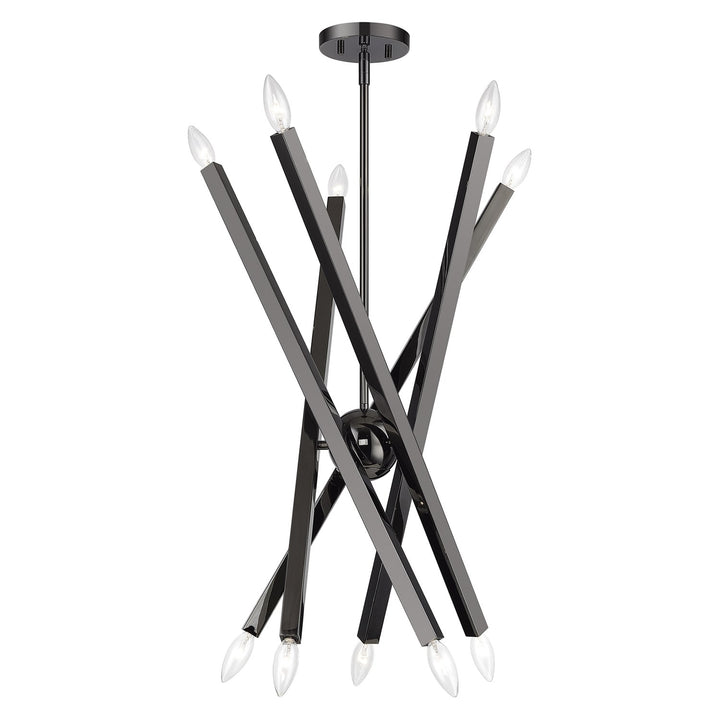 10 Light Black Chrome Large Chandelier