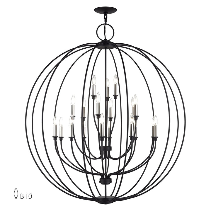 19 Light Black Globe Grande Foyer Chandelier With Brushed Nickel Accents by Livex Lighting