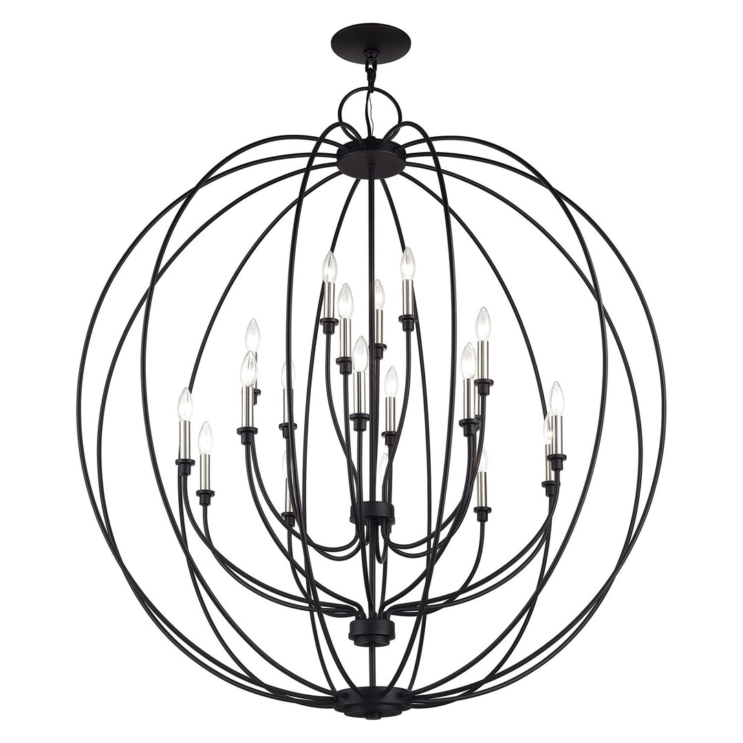 19 Light Black Globe Grande Foyer Chandelier With Brushed Nickel Accents