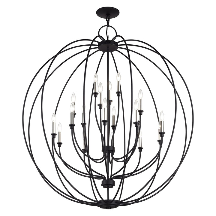 19 Light Black Globe Grande Foyer Chandelier With Brushed Nickel Accents