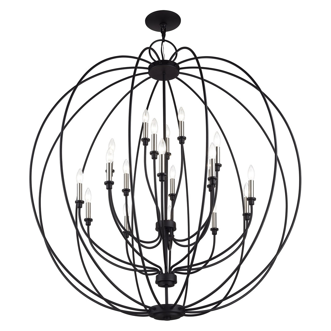 19 Light Black Globe Grande Foyer Chandelier With Brushed Nickel Accents