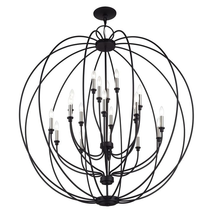 19 Light Black Globe Grande Foyer Chandelier With Brushed Nickel Accents