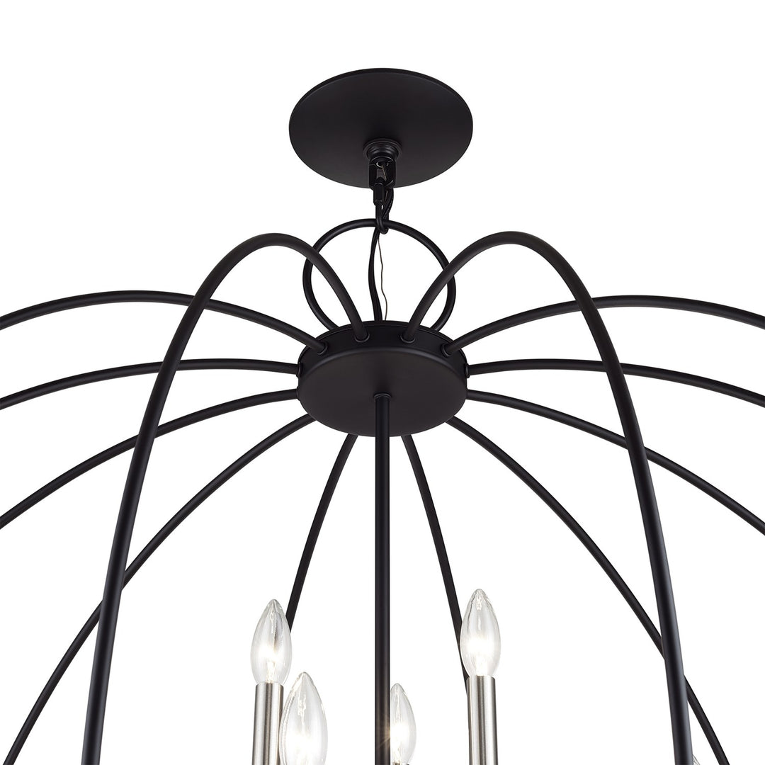 19 Light Black Globe Grande Foyer Chandelier With Brushed Nickel Accents