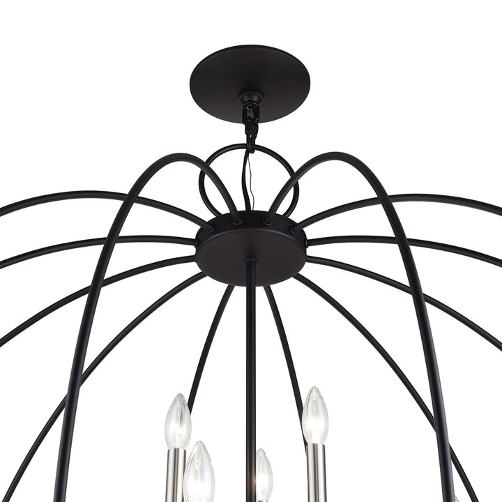 19 Light Black Globe Grande Foyer Chandelier With Brushed Nickel Accents