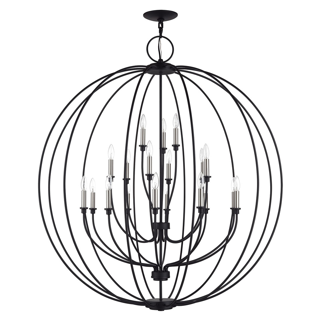 19 Light Black Globe Grande Foyer Chandelier With Brushed Nickel Accents