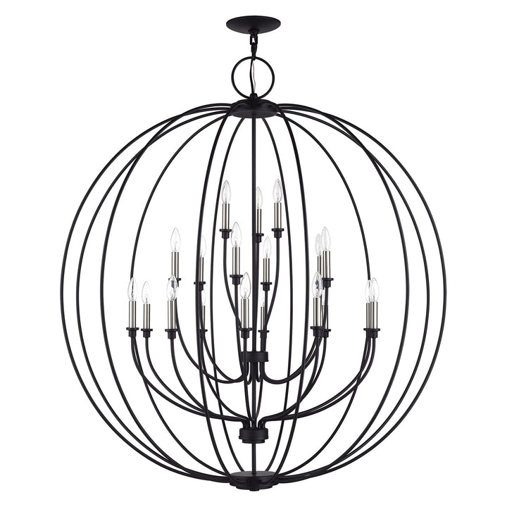 19 Light Black Globe Grande Foyer Chandelier With Brushed Nickel Accents