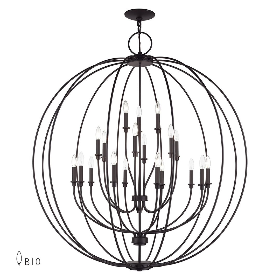 19 Light Bronze Globe Grande Foyer Chandelier by Livex Lighting