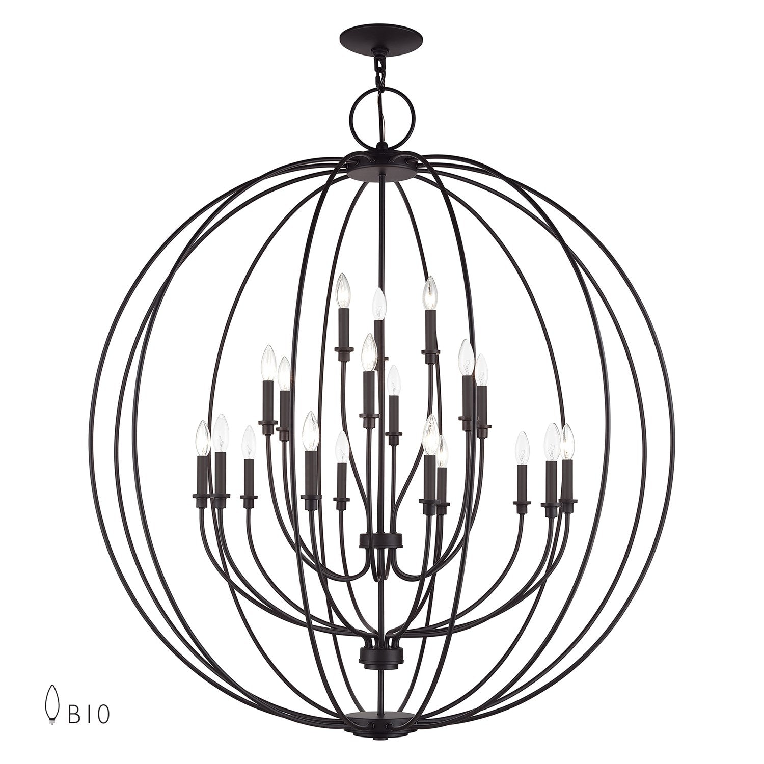 19 Light Bronze Globe Grande Foyer Chandelier by Livex Lighting