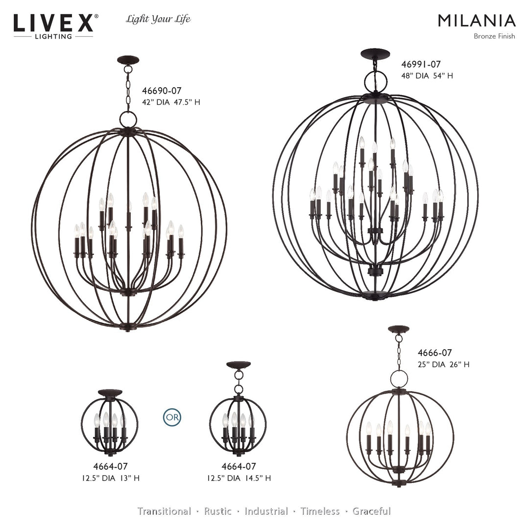 19 Light Bronze Globe Grande Foyer Chandelier