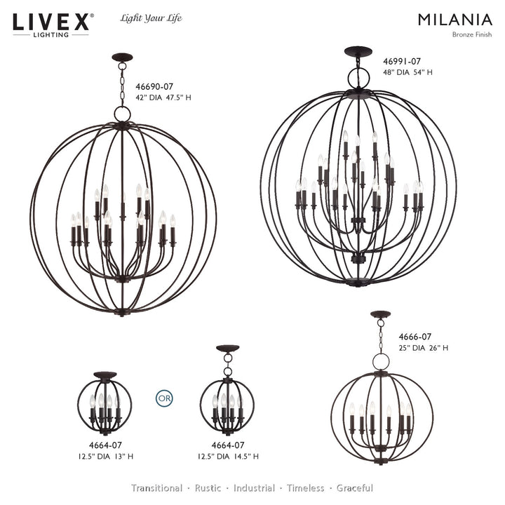 19 Light Bronze Globe Grande Foyer Chandelier