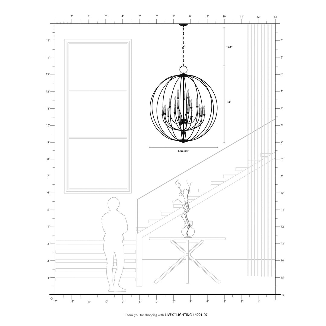 19 Light Bronze Globe Grande Foyer Chandelier