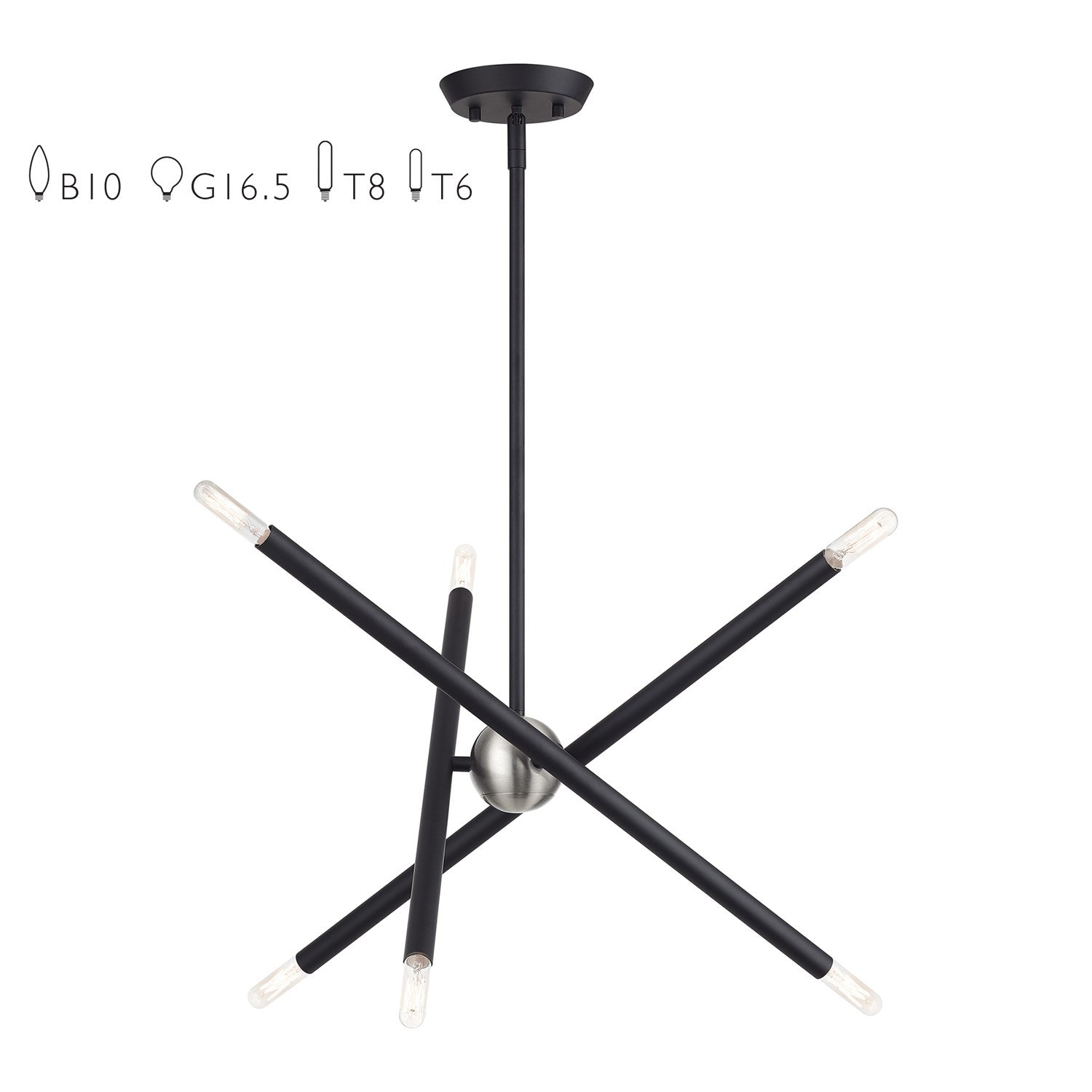 6 Light Black Small Chandelier by Livex Lighting