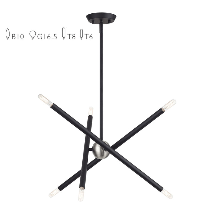6 Light Black Small Chandelier by Livex Lighting