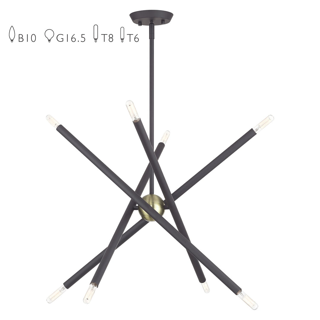 8 Light Bronze Chandelier With Antique Brass Finish Accents by Livex Lighting