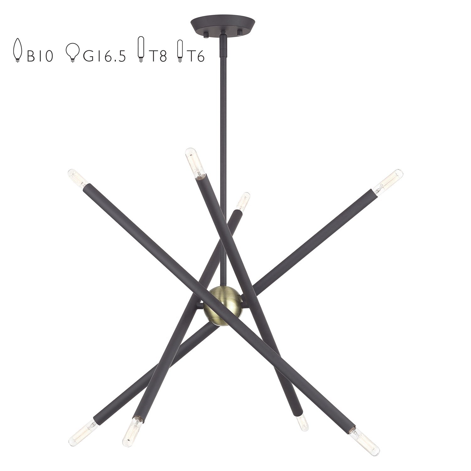 8 Light Bronze Chandelier With Antique Brass Finish Accents by Livex Lighting