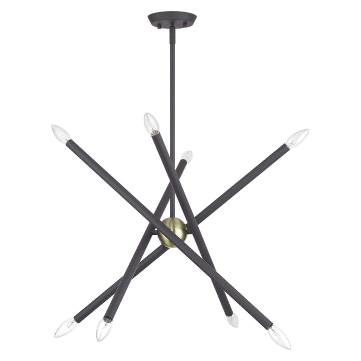 8 Light Bronze Chandelier With Antique Brass Finish Accents