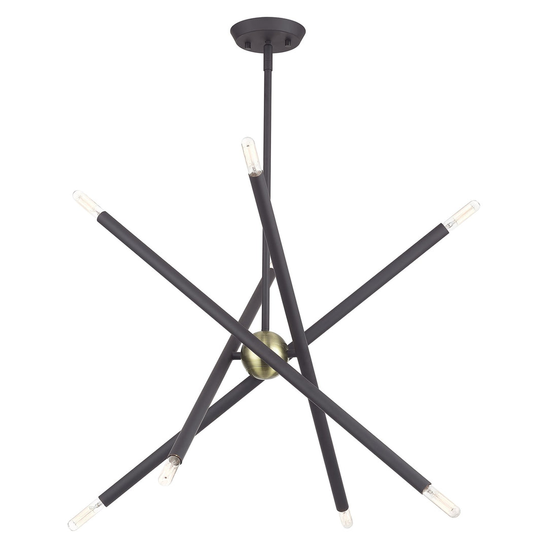 8 Light Bronze Chandelier With Antique Brass Finish Accents