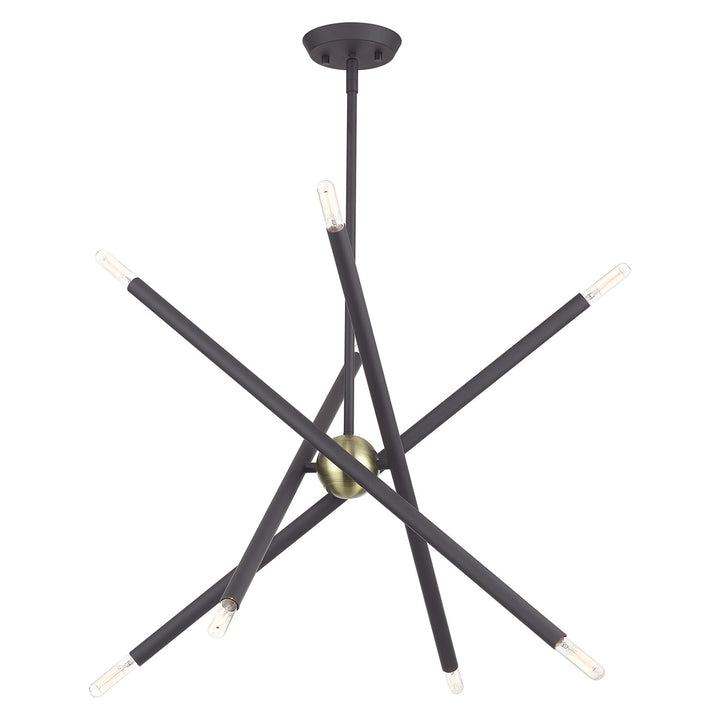8 Light Bronze Chandelier With Antique Brass Finish Accents