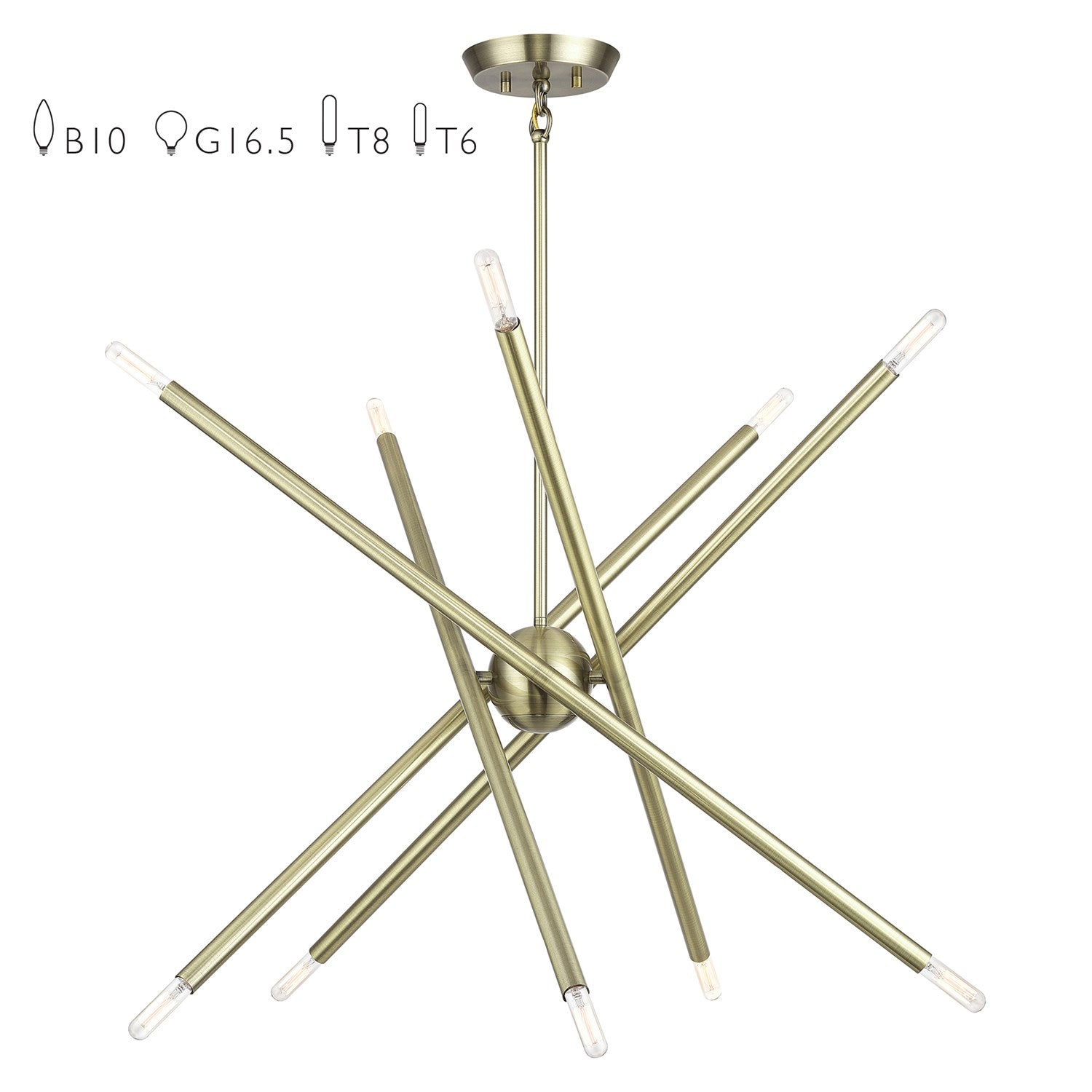 10 Light Antique Brass Medium Chandelier by Livex Lighting