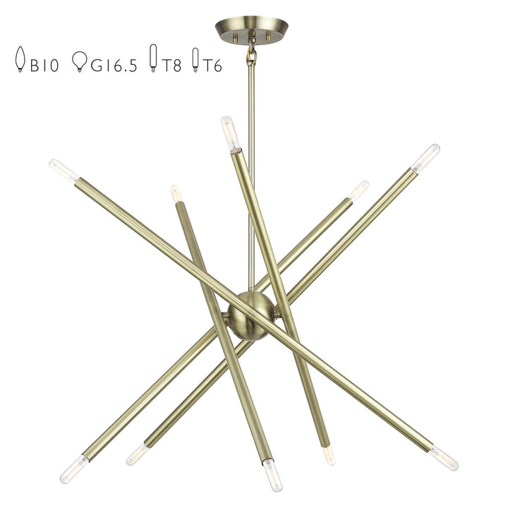 10 Light Antique Brass Medium Chandelier by Livex Lighting