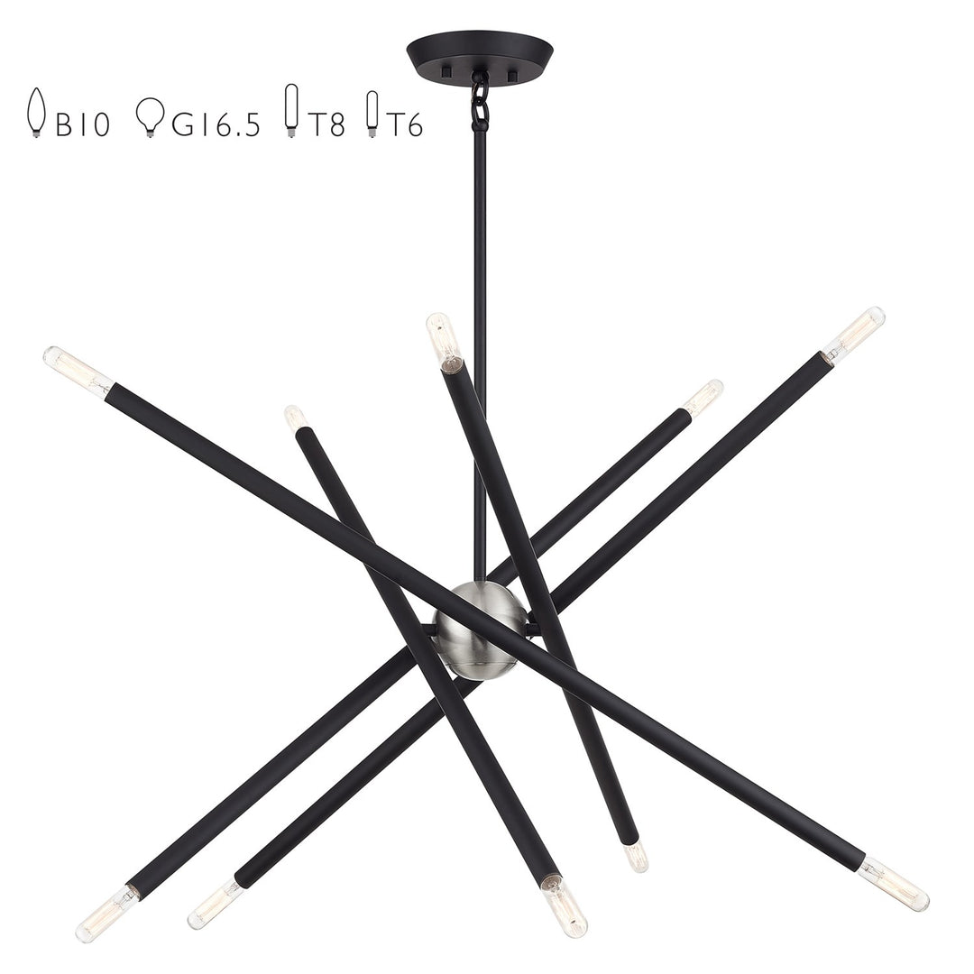 10 Light Black Medium Chandelier by Livex Lighting