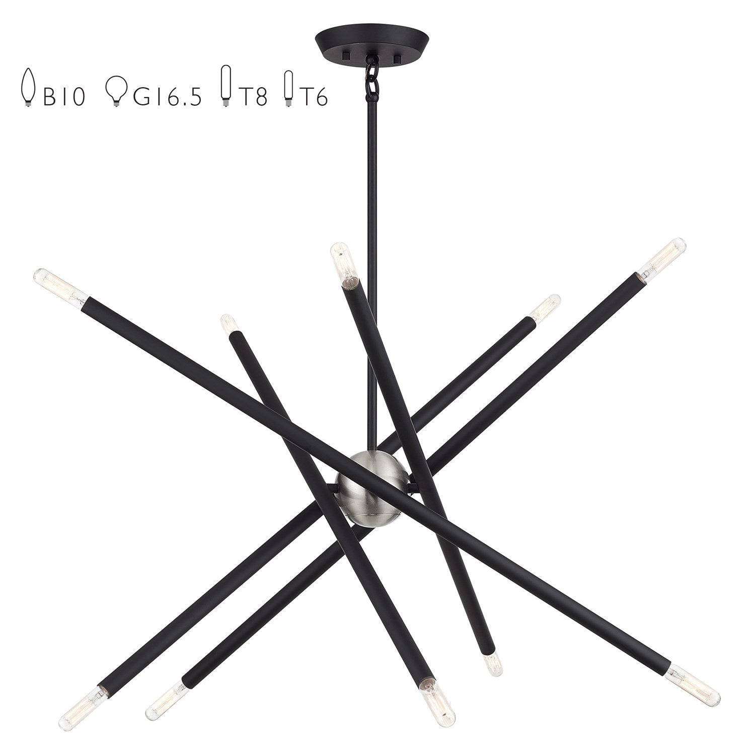 10 Light Black Medium Chandelier by Livex Lighting