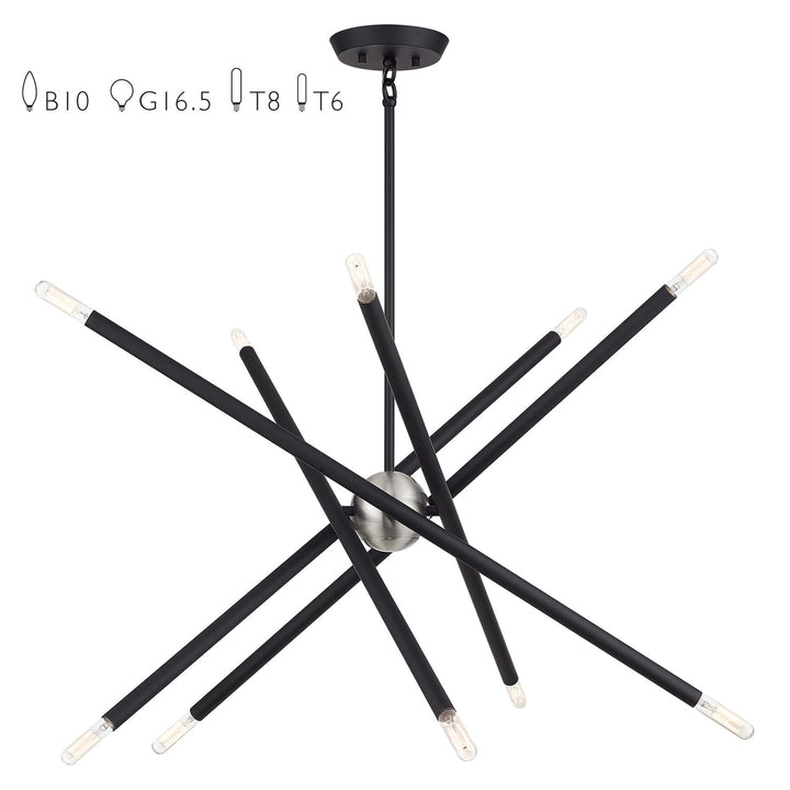 10 Light Black Medium Chandelier by Livex Lighting