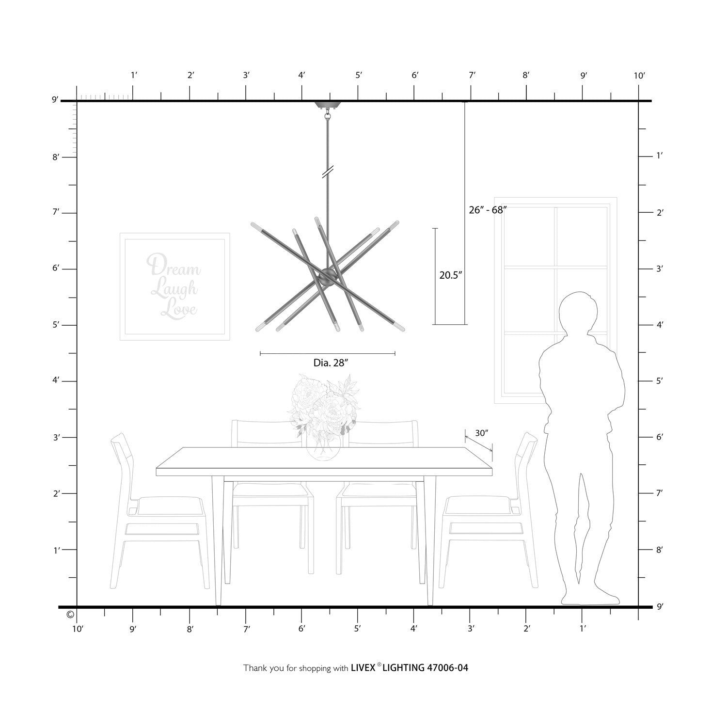 10 Light Black Medium Chandelier