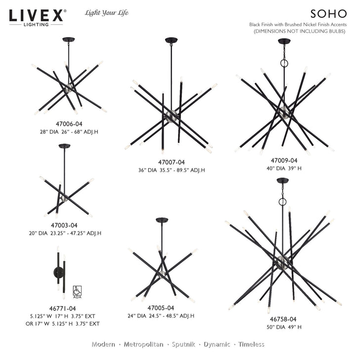 10 Light Black Medium Chandelier