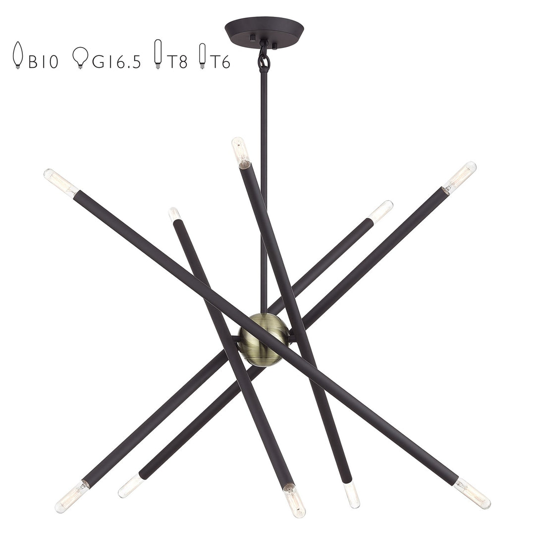 10 Light Bronze Medium Chandelier by Livex Lighting