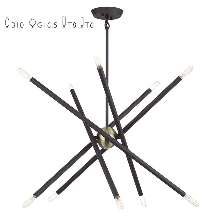10 Light Bronze Medium Chandelier by Livex Lighting