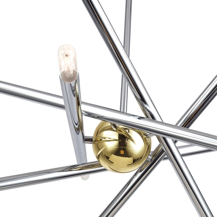 10 Light Polished Chrome Chandelier With Polished Brass Finish Accents