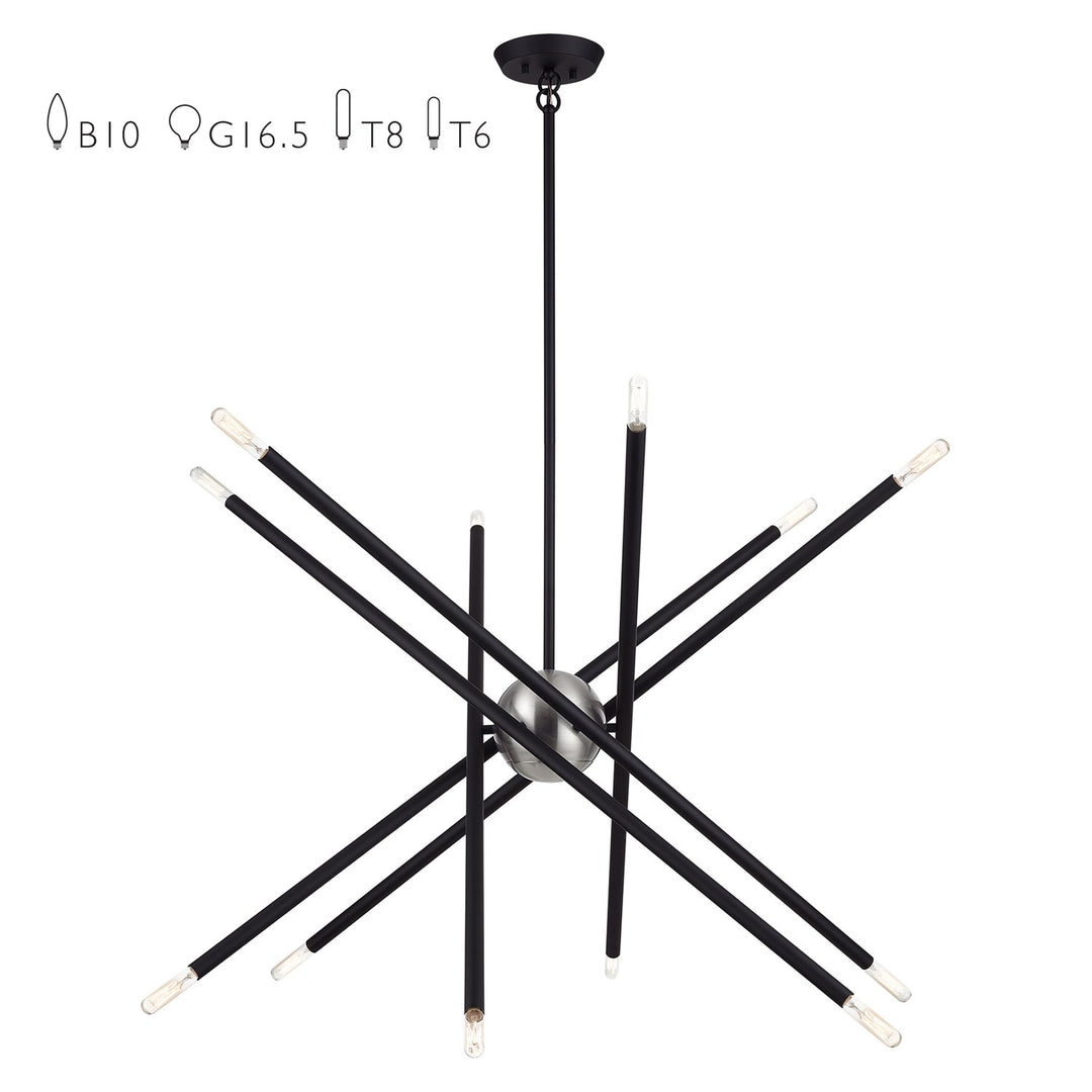 12 Light Black Large Chandelier by Livex Lighting