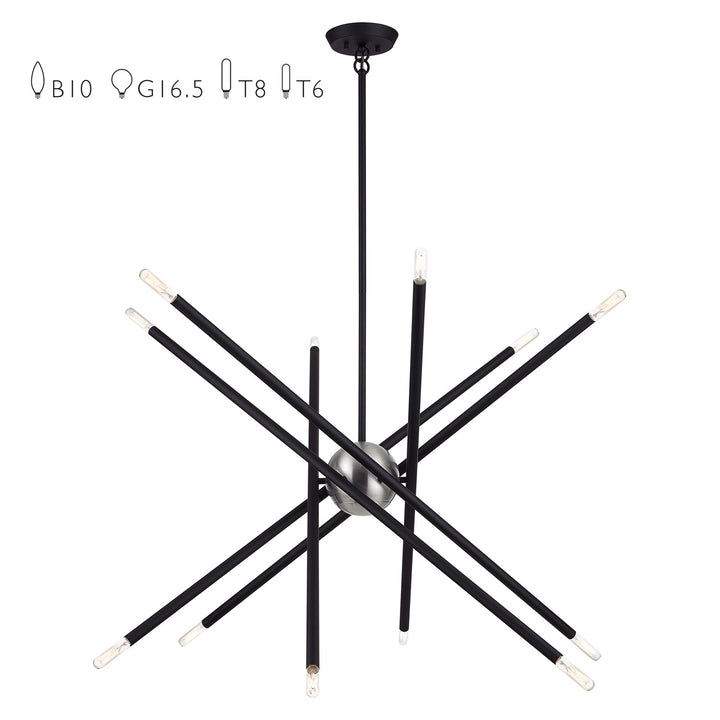 12 Light Black Large Chandelier by Livex Lighting