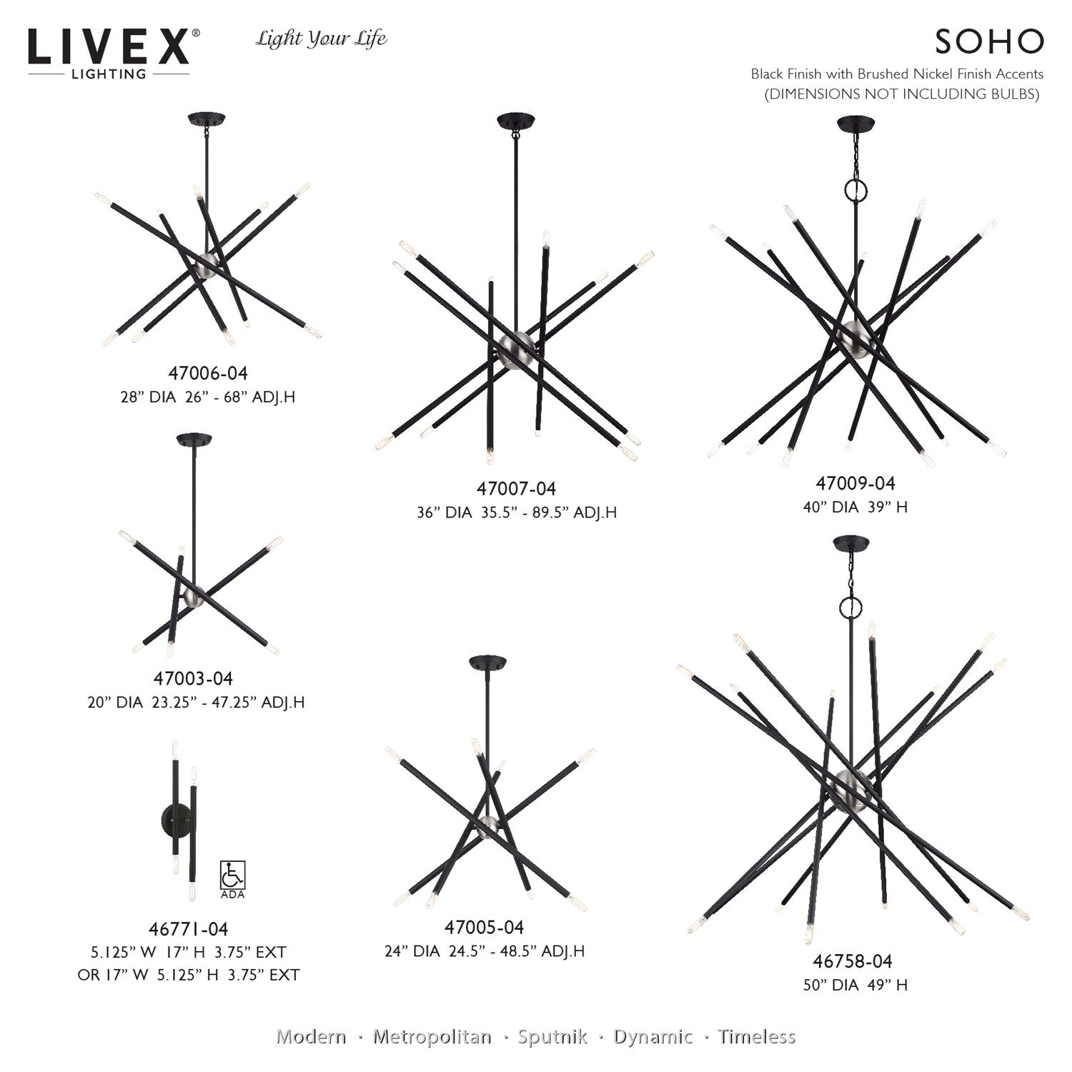 12 Light Black Large Chandelier