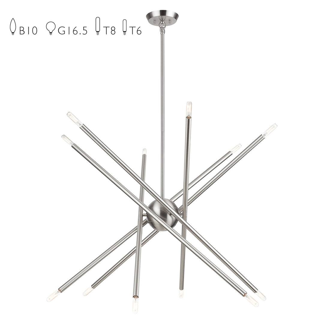 12 Light Brushed Nickel Large Chandelier by Livex Lighting