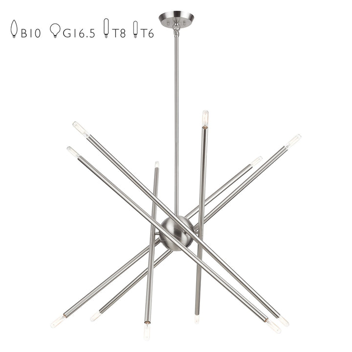 12 Light Brushed Nickel Large Chandelier by Livex Lighting
