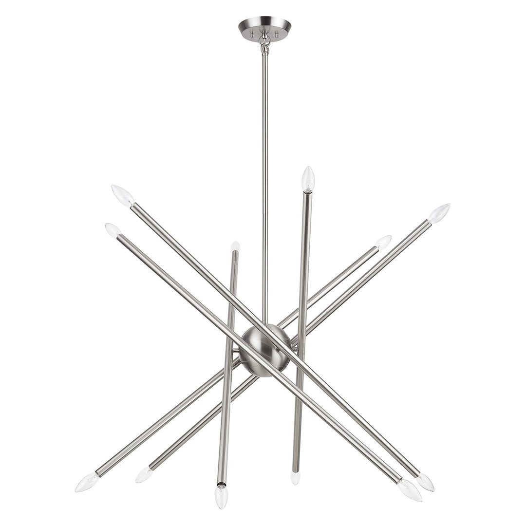 12 Light Brushed Nickel Large Chandelier