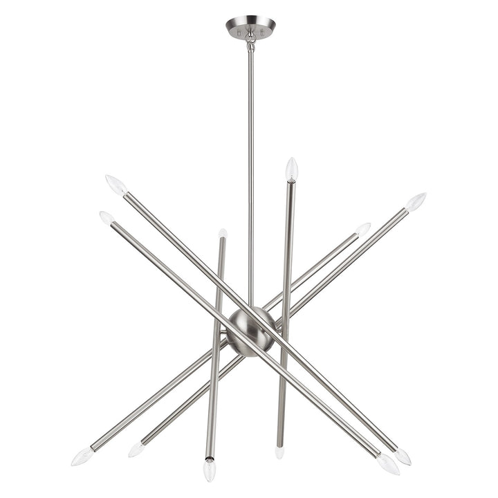 12 Light Brushed Nickel Large Chandelier