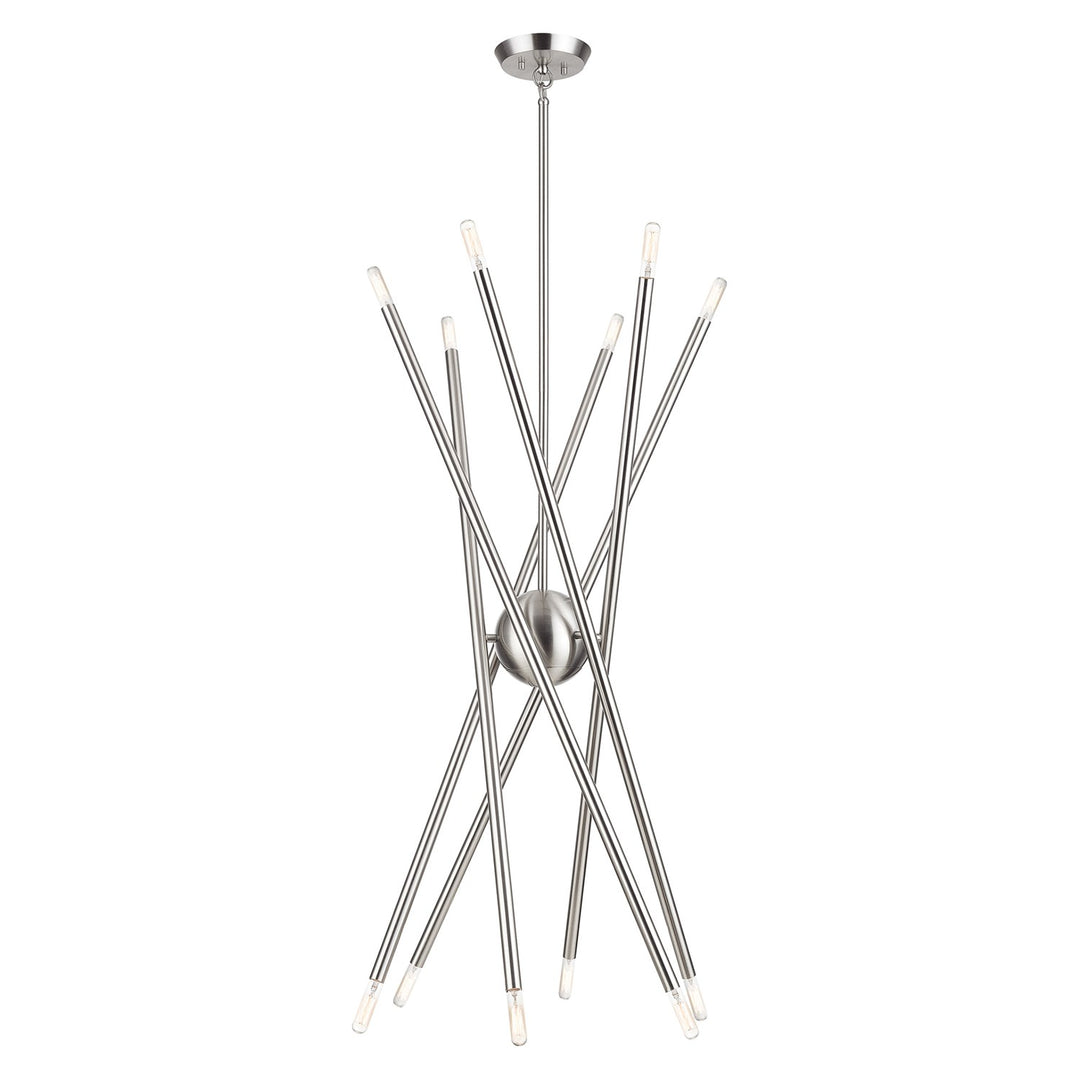 12 Light Brushed Nickel Large Chandelier