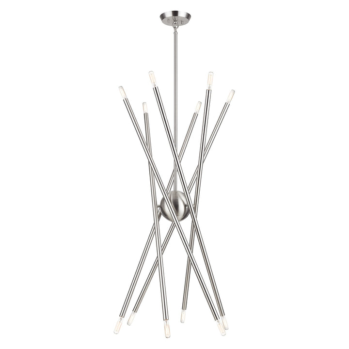 12 Light Brushed Nickel Large Chandelier